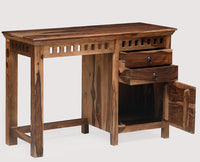 Cape Town Solid Wood Writing Study Table, Study Laptop Desk with Two Drawers & One Door including Chair - Study Table - Furniselan - Rustic-Teak-Finish