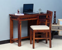 Cape Town Solid Wood Writing Study Table, Study Laptop Desk with Two Drawers & One Door including Chair - Study Table - Furniselan - Maple-Finish