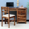 Cape Town Solid Wood Writing Study Table, Study Laptop Desk with Two Drawers & One Door including Chair - Study Table - Furniselan - Rustic-Teak-Finish