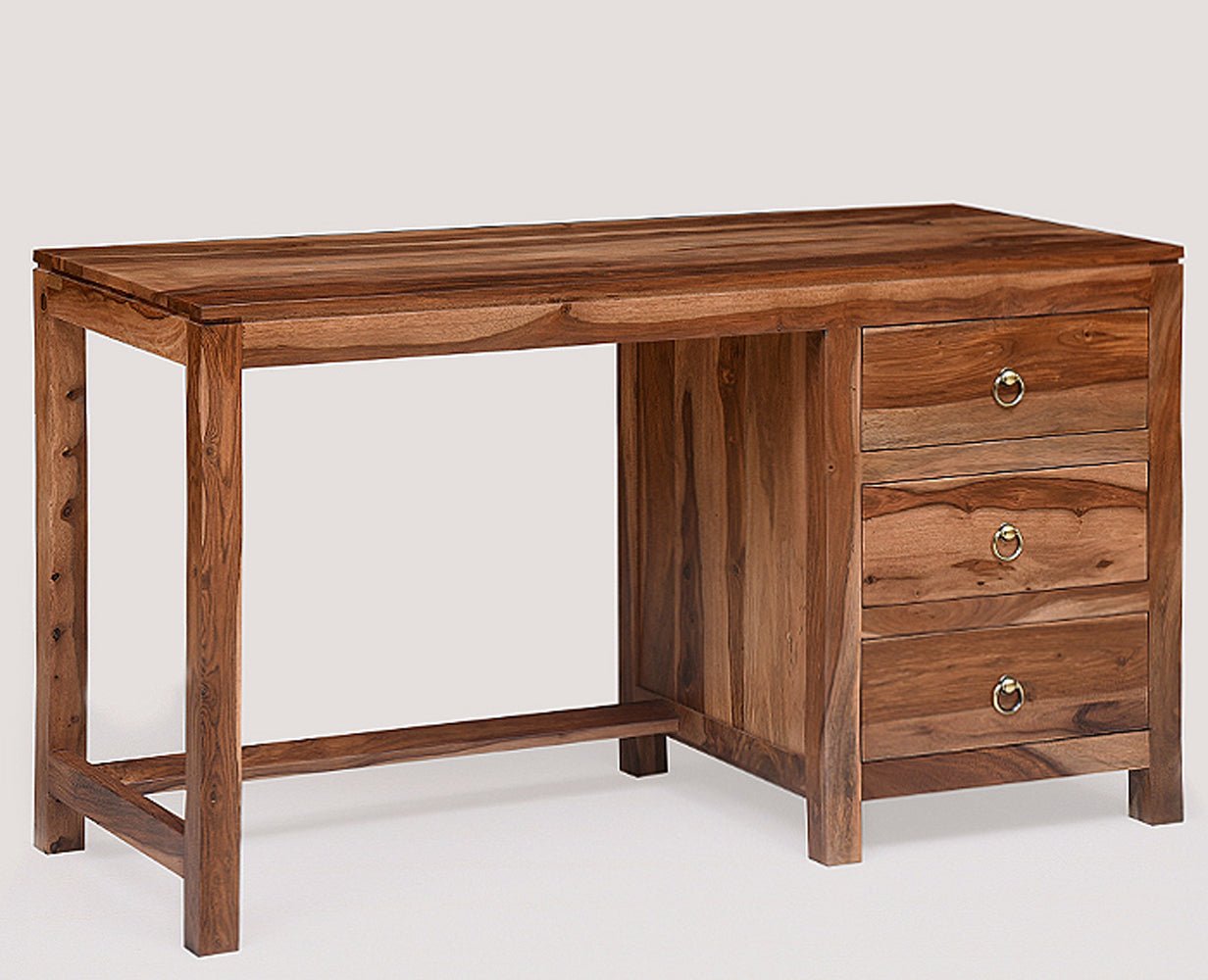 Buy Solid Wood Writing Study Table, Study Laptop Desk with Three ...