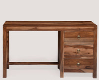 Chennai Solid Wood Writing Study Table, Study Laptop Desk with Three Drawers - Study Table - Furniselan - Rustic-Teak-Finish