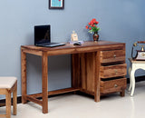 Chennai Solid Wood Writing Study Table, Study Laptop Desk with Three Drawers - Study Table - Furniselan - Rustic-Teak-Finish