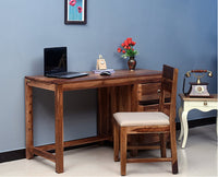 Chennai Solid Wood Writing Study Table, Study Laptop Desk with Three Drawers With Chair - Study Table - Furniselan - Rustic-Teak-Finish