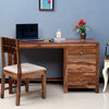 Chennai Solid Wood Writing Study Table, Study Laptop Desk with Three Drawers With Chair - Study Table - Furniselan - Rustic-Teak-Finish