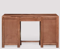 Chicago Solid Wood Writing Study Table, Study Laptop Desk with Three Drawers, One Door & Keyboard Try With Chair - Study Table - Furniselan  Rustic-Teak-Finish
