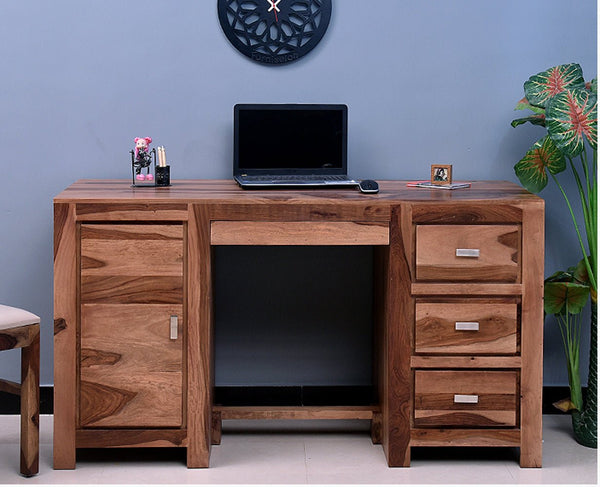 Buy Solid Wood Writing Study Table, Study Laptop Desk with Three ...
