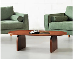 Columbia Solid Wood Oval Coffee Table - Coffee Table - Furniselan  - Maple-Finish