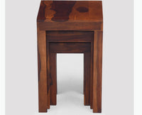 Cooper Solid Wood Stool Set of 3 Nesting Tables - Stools - Furniselan - Maple-Finish