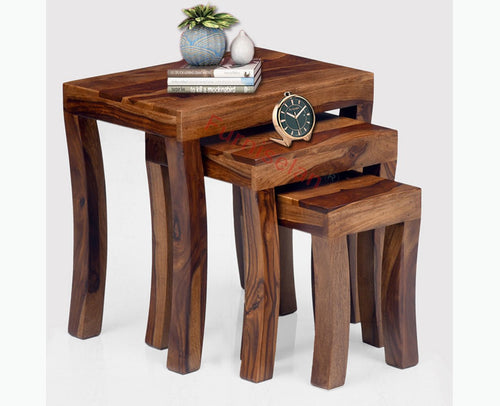 Cooper Solid Wood Stool Set of 3 Nesting Tables - Stools - Furniselan