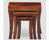 Cooper Solid Wood Stool Set of 3 Nesting Tables - Stools - Furniselan - Maple-Finish