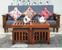 Cuttack Coffee Table with 4 Stools - Coffee Table - Furniselan - Maple-Finish