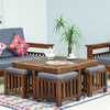 Cuttack Coffee Table with 4 Stools - Coffee Table - Furniselan - Teak-Finish