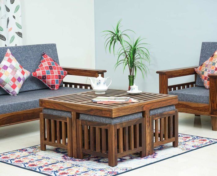 Cuttack Coffee Table with 4 Stools - Coffee Table - Furniselan