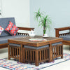 Cuttack Coffee Table with 4 Stools - Coffee Table - Furniselan - Teak-Finish