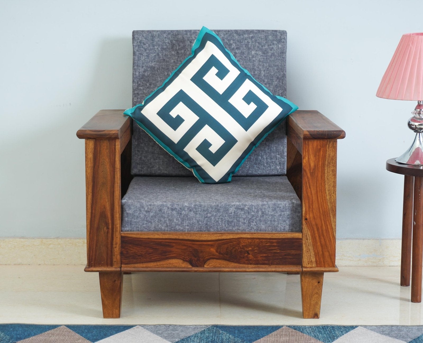 Cuttack Sheesham Wood 1 Seater Sofa - Furniselan - Teak-Finish