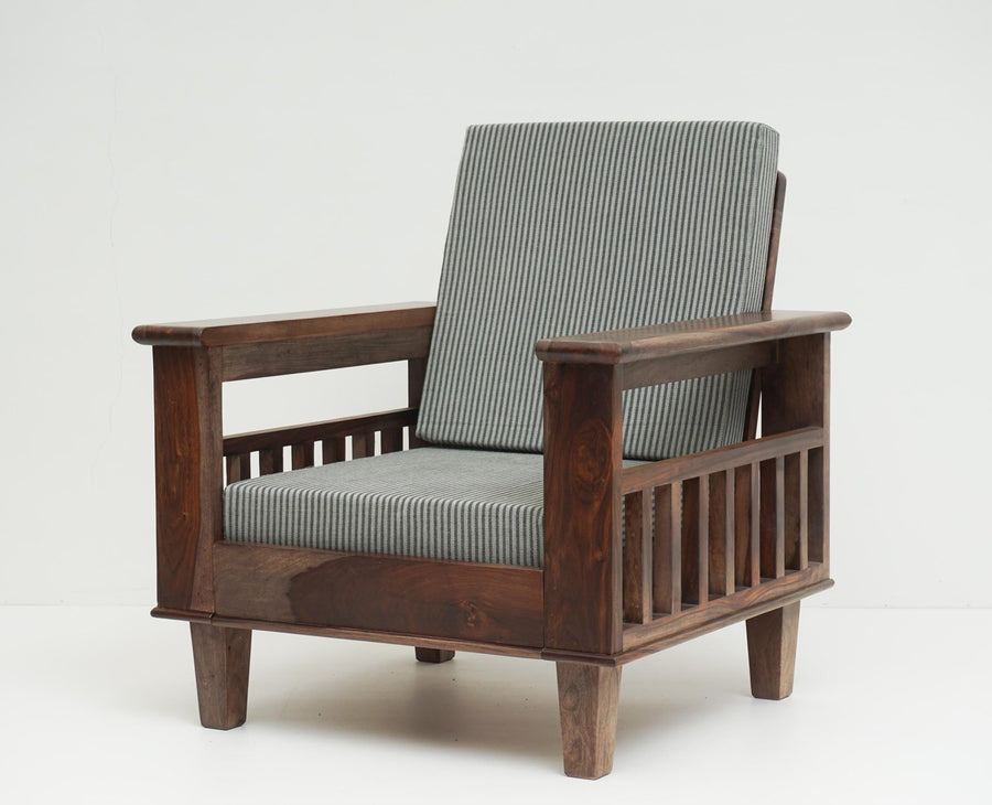 Cuttack Sheesham Wood 1 Seater Sofa - Furniselan - Grey-Finish