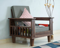 Cuttack Sheesham Wood 1 Seater Sofa - Furniselan - Grey-Finish
