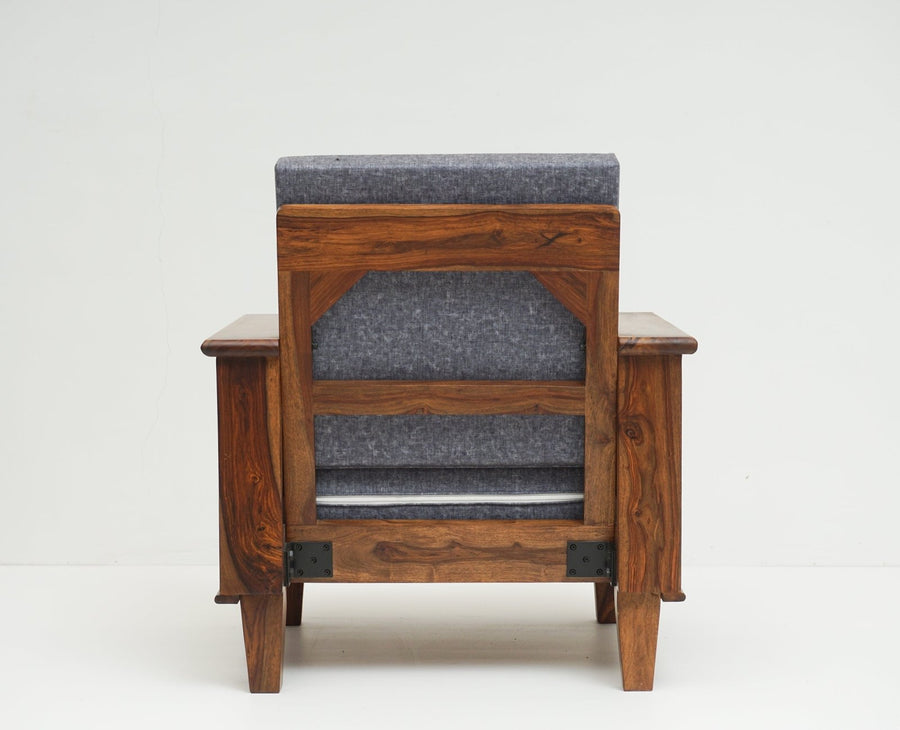 Cuttack Sheesham Wood 1 Seater Sofa - Furniselan - Teak-Finish