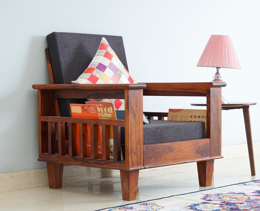Cuttack Sheesham Wood 1 Seater Sofa - Furniselan - Maple-Finish