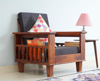 Cuttack Sheesham Wood 1 Seater Sofa - Furniselan - Maple-Finish