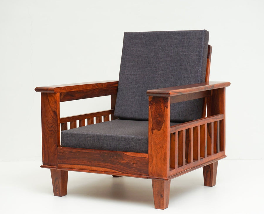 Cuttack Sheesham Wood 1 Seater Sofa - Furniselan - Maple-Finish