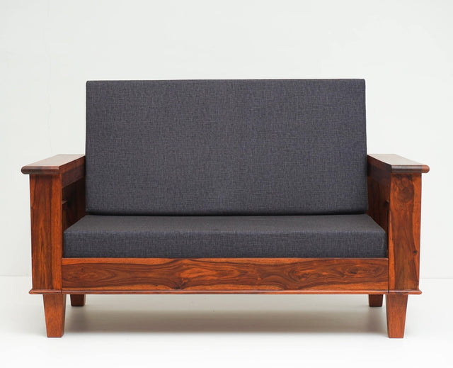 Cuttack Sheesham Wood 2 Seater Sofa - Two Seater Sofa - Furniselan - Maple-Finish