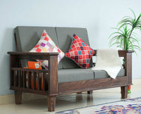 Cuttack Sheesham Wood 2 Seater Sofa - Two Seater Sofa - Furniselan - Grey-Finish