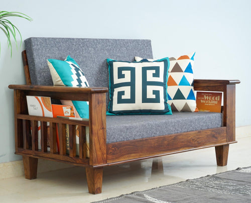 Cuttack Sheesham Wood 2 Seater Sofa - Two Seater Sofa - Furniselan - Teak-Finish