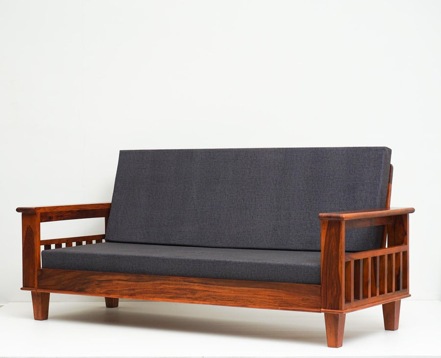 Cuttack Sheesham Wood 5 Seater Sofa With Coffee Table-3+1+1+Table - Furniselan - Maple-Finish