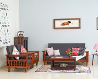 Cuttack Sheesham Wood 5 Seater Sofa With Coffee Table-3+1+1+Table - Furniselan - Maple-Finish