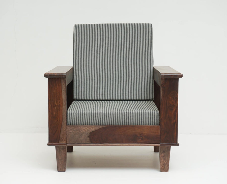 Cuttack Sheesham Wood 5 Seater Sofa With Coffee Table-3+1+1+Table - Furniselan  - Grey-Finish
