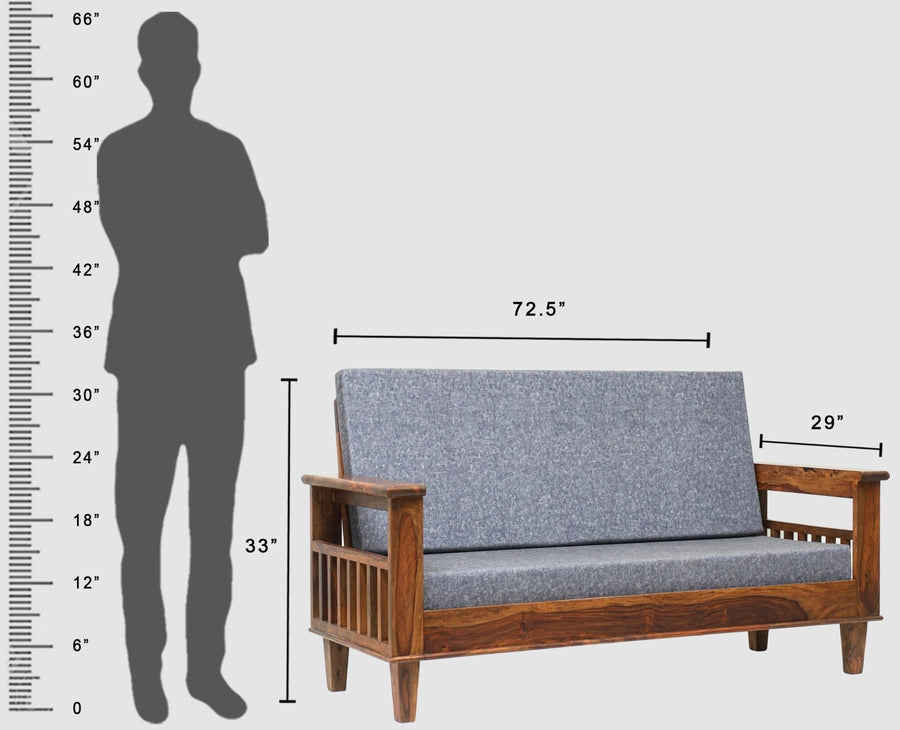 Cuttack Sheesham Wood 5 Seater Sofa With Coffee Table-3+1+1+Table - Furniselan  - Teak-Finish