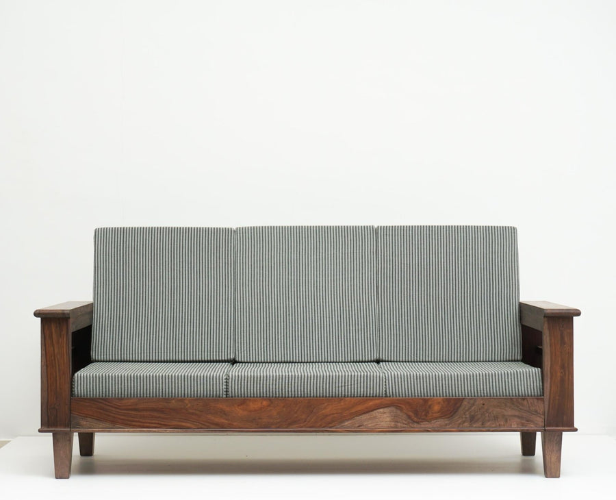 Cuttack Sheesham Wood 5 Seater Sofa With Coffee Table-3+1+1+Table - Furniselan  - Grey-Finish