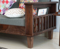 Cuttack Sheesham Wood 5 Seater Sofa With Coffee Table-3+1+1+Table - Furniselan  - Grey-Finish