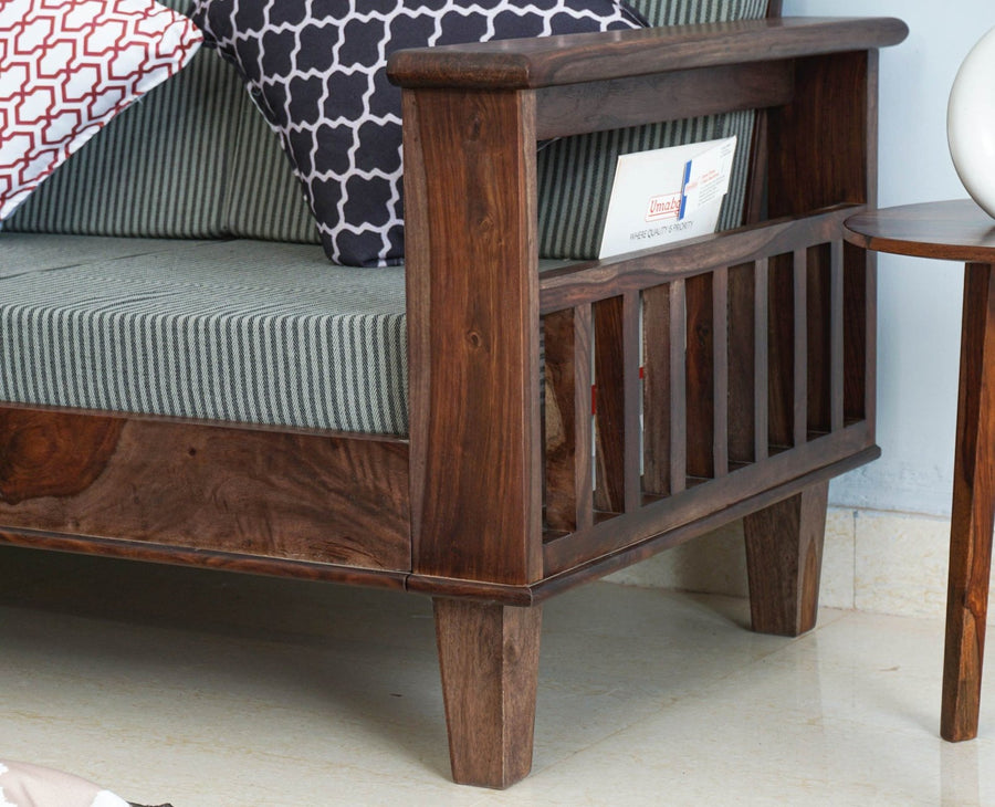 Cuttack Sheesham Wood 5 Seater Sofa With Coffee Table-3+2+Table - Furniselan - Grey-Finish