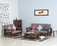 Cuttack Sheesham Wood 5 Seater Sofa With Coffee Table-3+2+Table - Furniselan - Grey-Finish