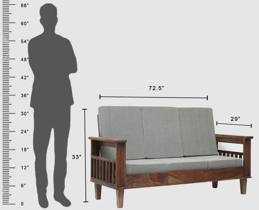 Cuttack Sheesham Wood 5 Seater Sofa With Coffee Table-3+2+Table - Furniselan - Grey-Finish