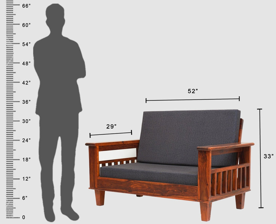 Cuttack Sheesham Wood 5 Seater Sofa With Coffee Table-3+2+Table - Furniselan - Maple-Finish