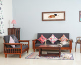 Cuttack Sheesham Wood 5 Seater Sofa With Coffee Table-3+2+Table - Furniselan - Maple-Finish