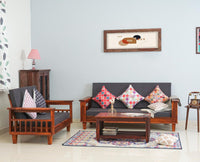 Cuttack Sheesham Wood 5 Seater Sofa With Coffee Table-3+2+Table - Furniselan - Maple-Finish