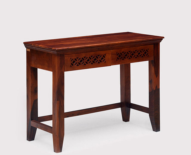 Dakar Solid Wood Study Table with Two Drawer - Study Table - Furniselan - Maple-Finish