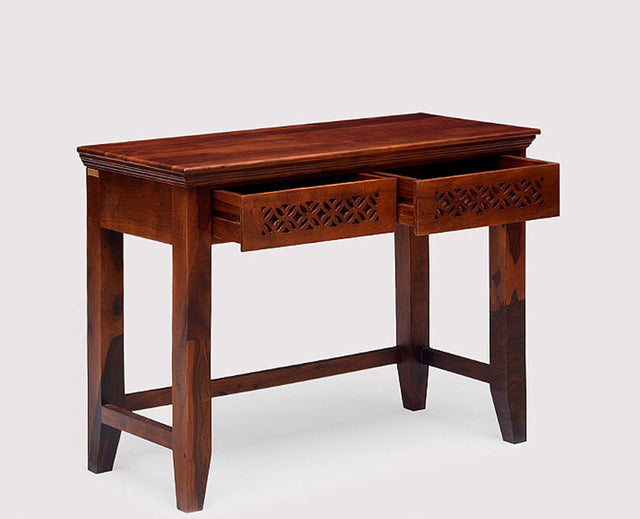 Dakar Solid Wood Study Table with Two Drawer - Study Table - Furniselan - Maple-Finish