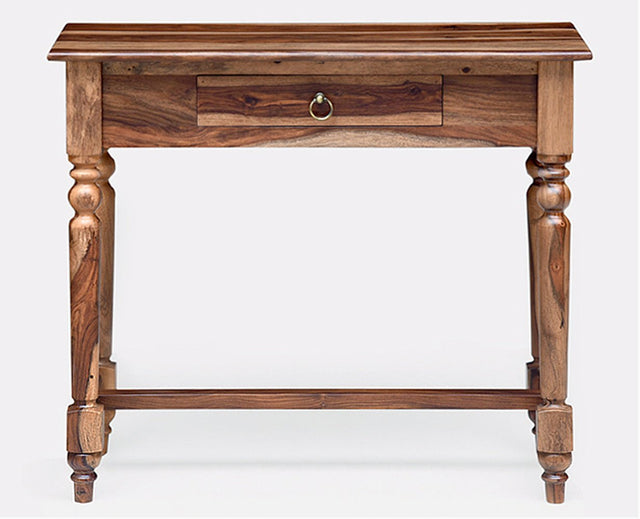 Davao Solid Wood Study Table with One Drawer - Study Table - Furniselan - Rustic-Teak-Finish