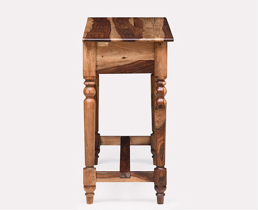 Davao Solid Wood Study Table with One Drawer - Study Table - Furniselan - Rustic-Teak-Finish