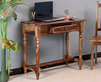 Davao Solid Wood Study Table with One Drawer - Study Table - Furniselan - Rustic-Teak-Finish