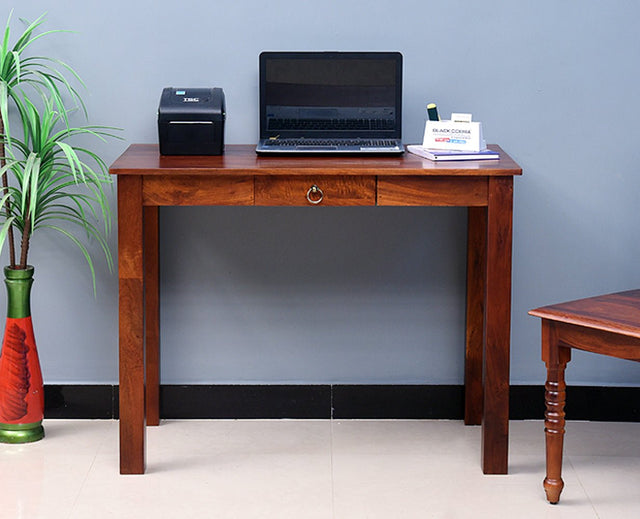Dehradun Solid Wood Study Table with One Drawer - Study Table - Furniselan - Maple-Finish