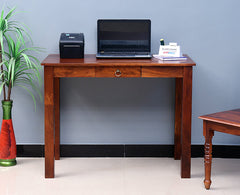 Dehradun Solid Wood Study Table with One Drawer - Study Table - Furniselan - Maple-Finish