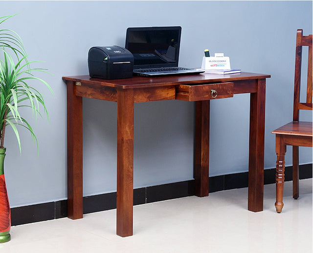 Dehradun Solid Wood Study Table with One Drawer - Study Table - Furniselan - Maple-Finish