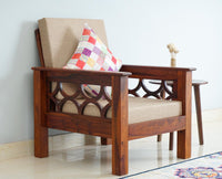 Delhi Sheesham Wood 1 Seater Sofa - Furniselan - Maple-Finish