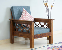 Delhi Sheesham Wood 1 Seater Sofa - Furniselan -  Teak-Finish